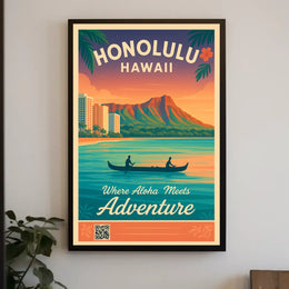 Honolulu Vintage Travel Poster Aloha Meets Adventure