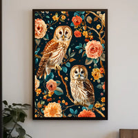 Owls And Blossoms William Morris Art Poster