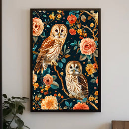 Owls And Blossoms William Morris Art Poster