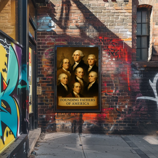 Founding Fathers Portrait Historic America Travel Poster