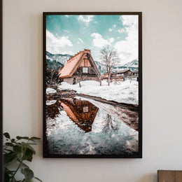Winter Serenity In A Traditional Village Poster