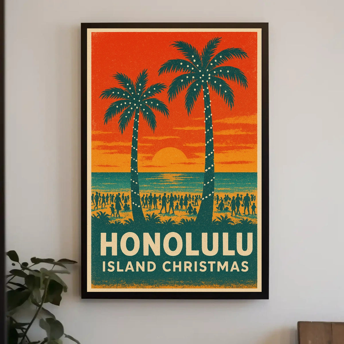 Honolulu Island Christmas Poster