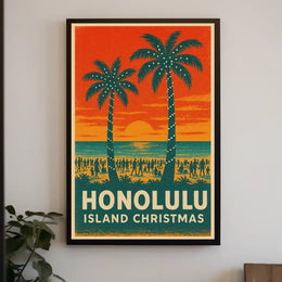 Honolulu Island Christmas Poster