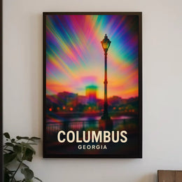 Columbus Georgia Vibrant View Travel Cityscape Impressionism Digital Painting Decor Poster