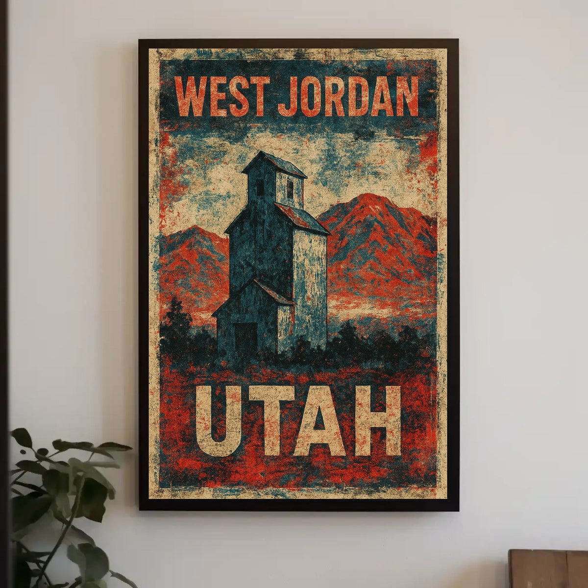 Vintage West Jordan Utah Rustic Travel Collectors Poster