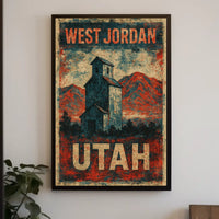 Vintage West Jordan Utah Rustic Travel Collectors Poster