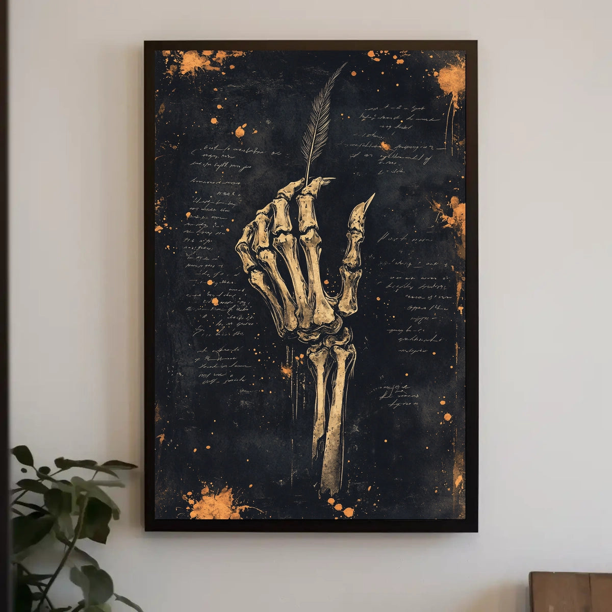 Skeleton Hand with Quill Art Artistic or Pop Culture Poster