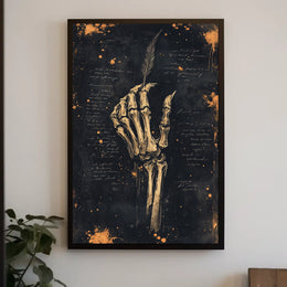 Skeleton Hand with Quill Art Artistic or Pop Culture Poster