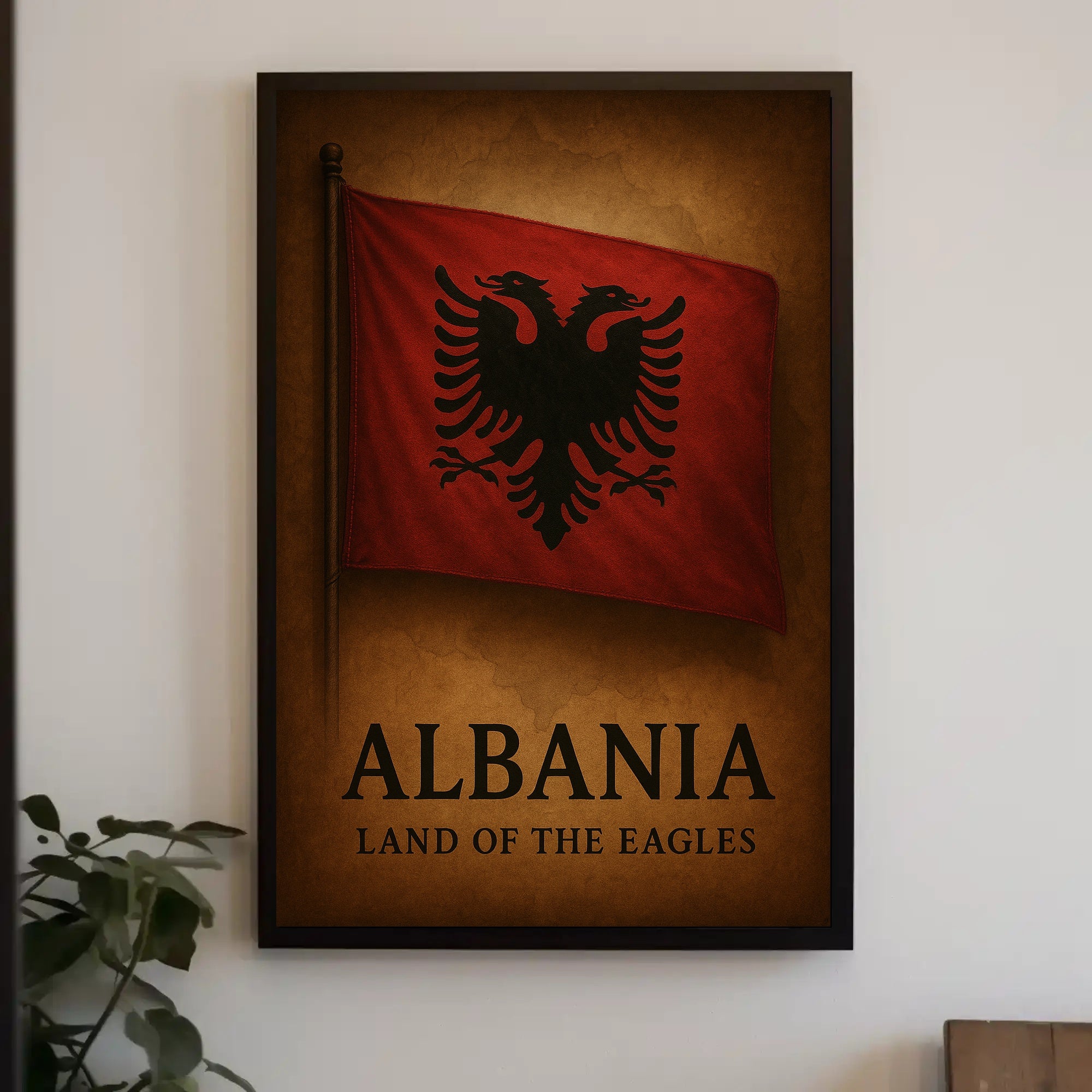 Albanian Flag Vintage Cultural Heritage Poster