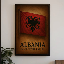 Albanian Flag Vintage Cultural Heritage Poster