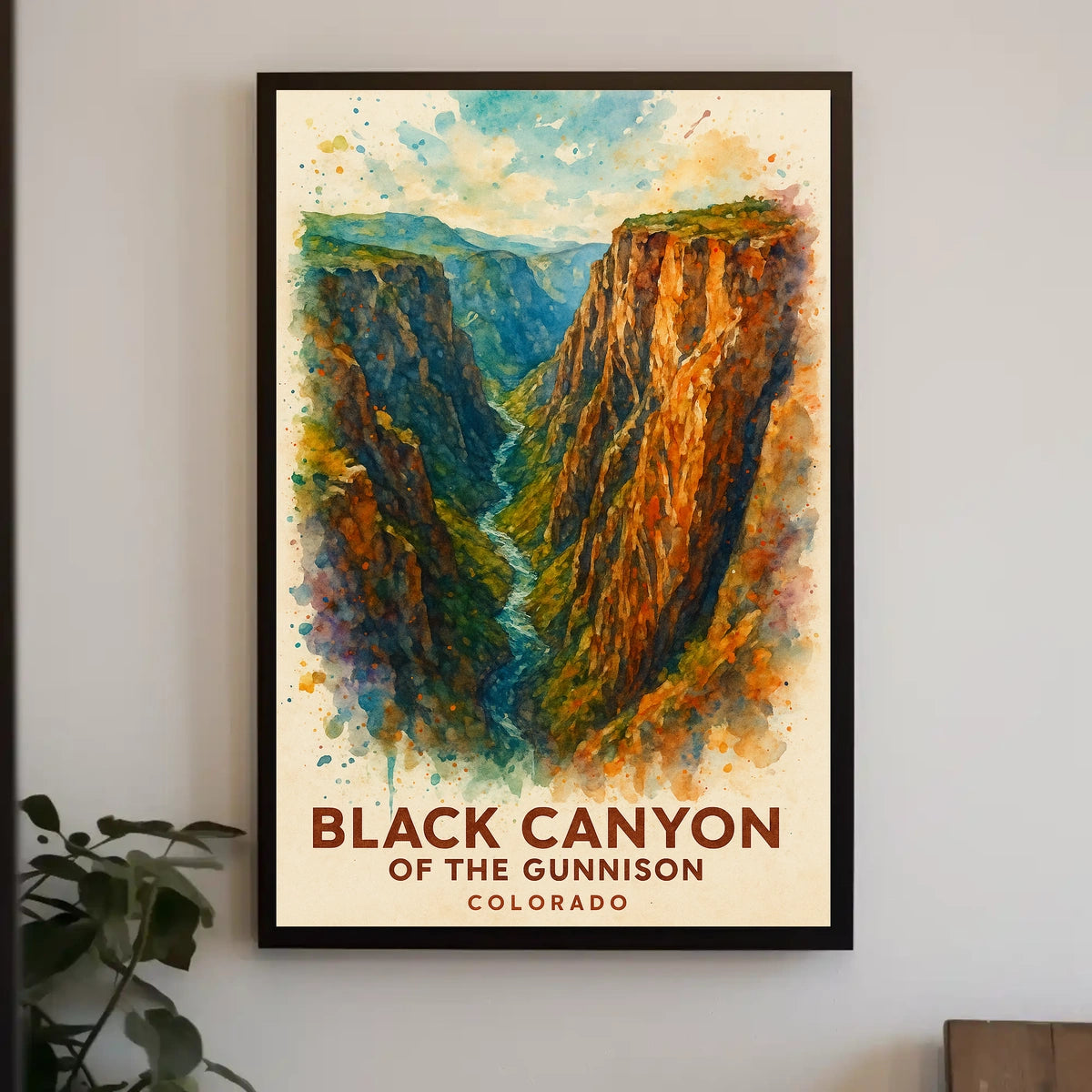 Black Canyon Colorado Scenic Watercolor Art Poster