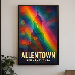 Allentown Clock Tower Vibrant Modern Art Urban Cityscape Rainbow Gradient Poster