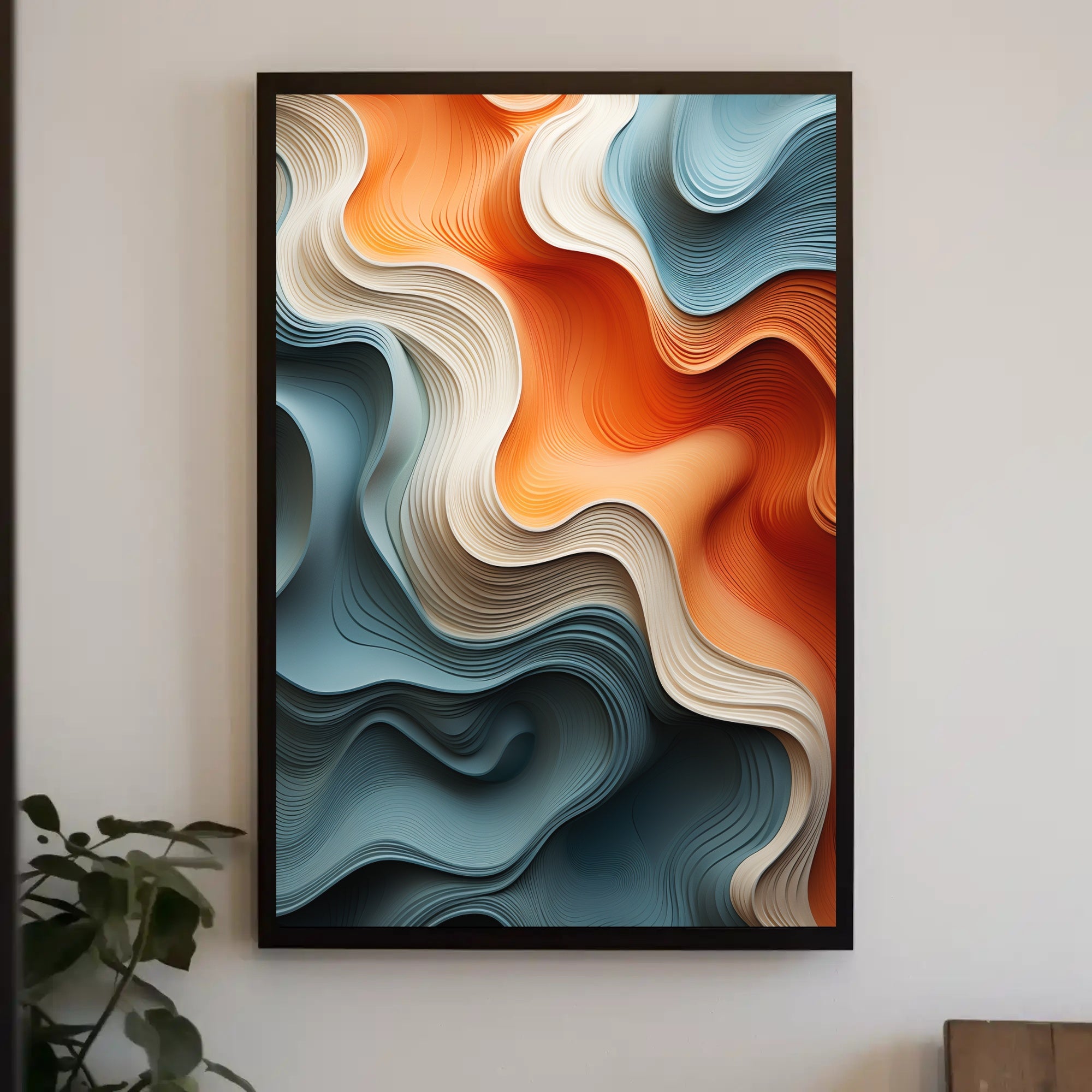 Abstract Flowing Curves Design Artistic Poster