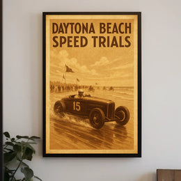 Vintage Car Race Daytona Beach Speed Excitement Poster