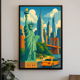 Discover New York City A Vibrant Illustration of Iconic Landmarks