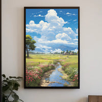 Serene and Idyllic Countryside Landscape Artistic Poster