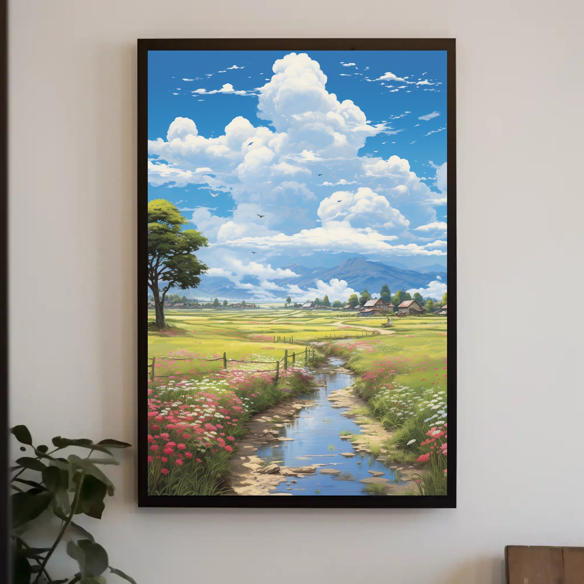 Serene and Idyllic Countryside Landscape Artistic Poster