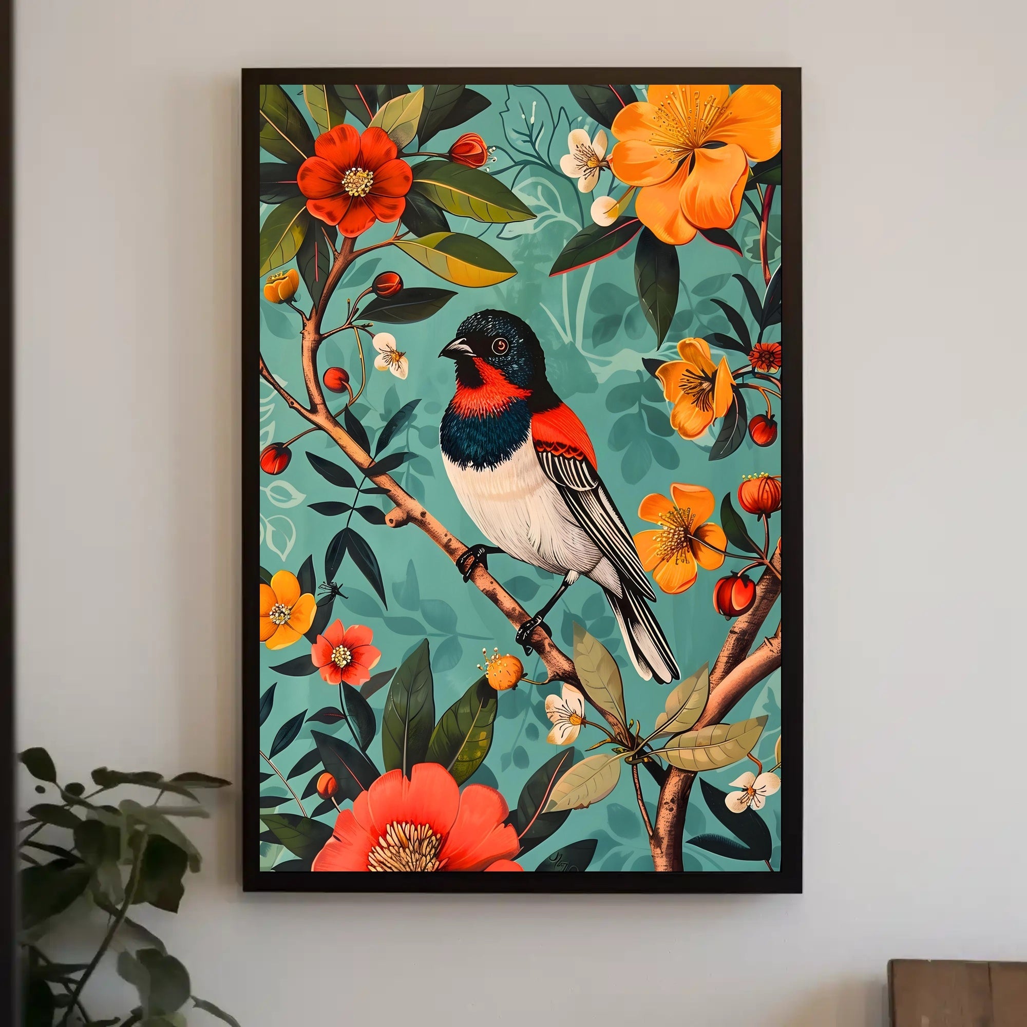 Vibrant Nature Wall Art Print with Flowers