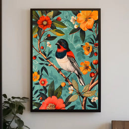 Vibrant Nature Wall Art Print with Flowers