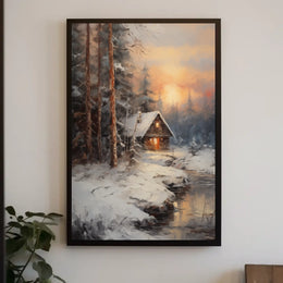 Winter Cabin Retreat Poster