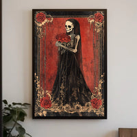 Skeletal Figure Red Roses Cultural or Heritage Poster