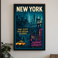 New York City Retro Travel Art Poster