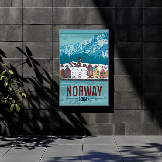 Norway Vintage Poster Bergen Winter