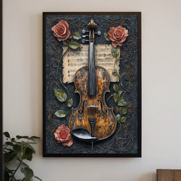 Violin Symphony with Roses Art Print Poster