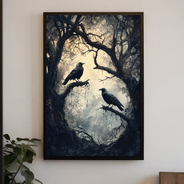 Ravens on Barren Branches Artistic Poster
