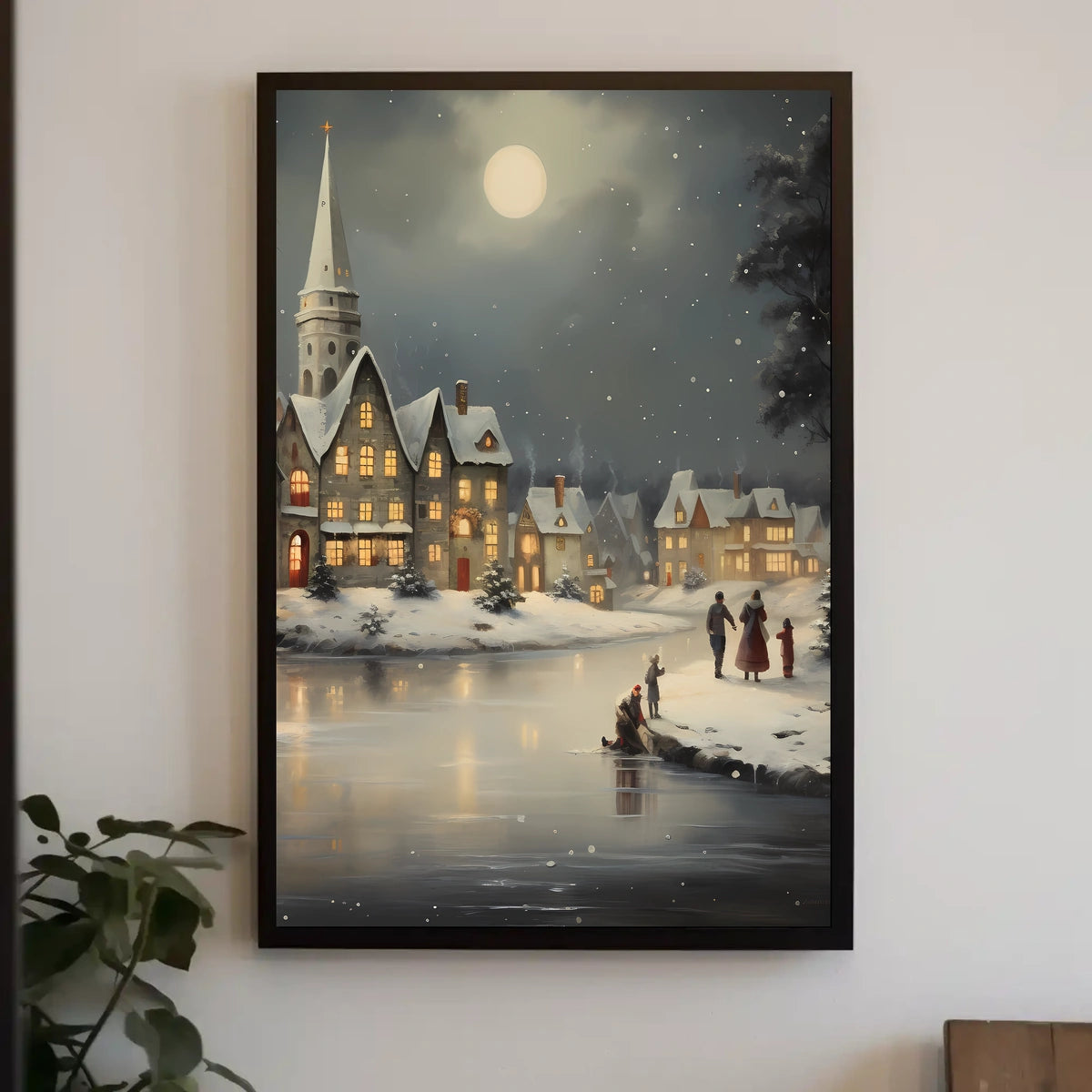 Winter Village Scene Poster