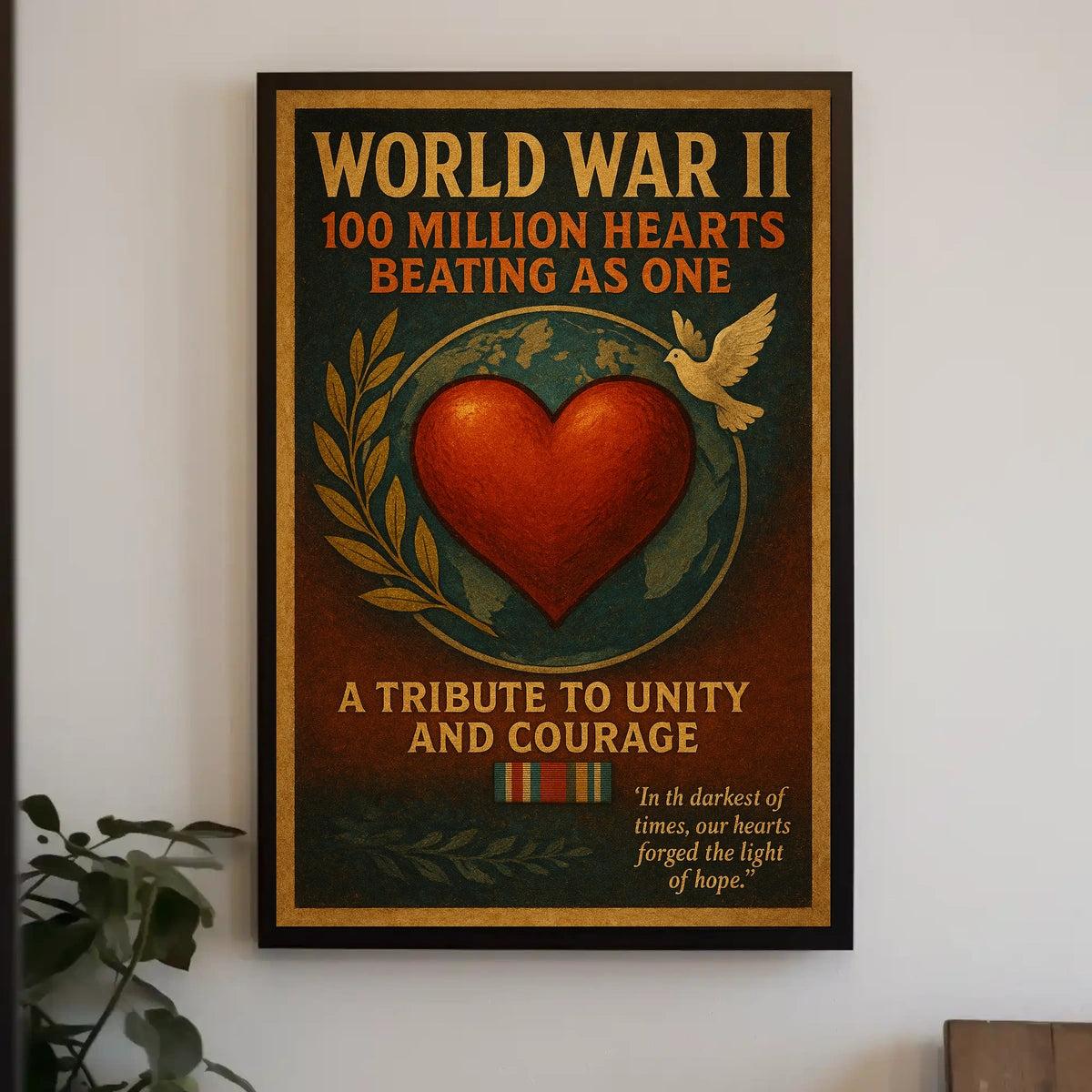 World War II Unity Courage Vintage Poster