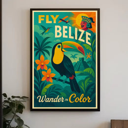 Travel Belize Vintage Adventure with Tropical Flair Travel Poster PosterGoat