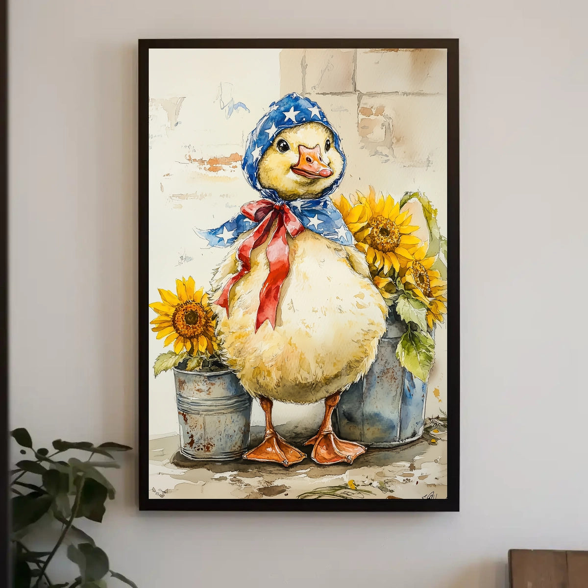 Chubby Goose With Star Spangled Blue Bonnet Poster