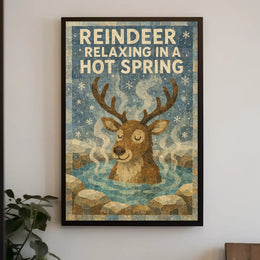 Whimsical Reindeer Hot Spring Winter Wonderland Poster