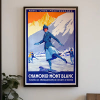 Chamonix-Mont Blanc Vintage Winter Sports Travel Poster PosterGoat