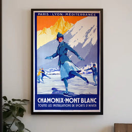 Chamonix-Mont Blanc Vintage Winter Sports Travel Poster PosterGoat