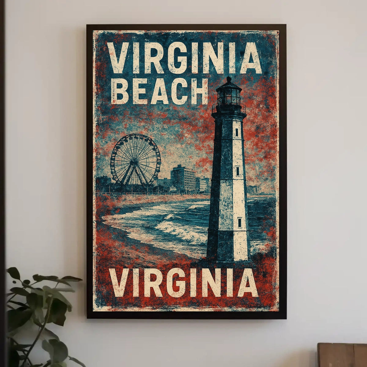 Virginia Beach Vintage Coastal Charm Poster