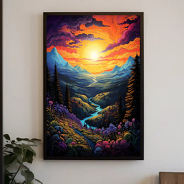 Vibrant Fantasy Landscape Sunrise Sunset National Park Poster