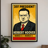 Herbert Hoover 31st President of the United States Inked Comic Style Poster
