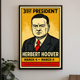 Herbert Hoover 31st President of the United States Inked Comic Style Poster