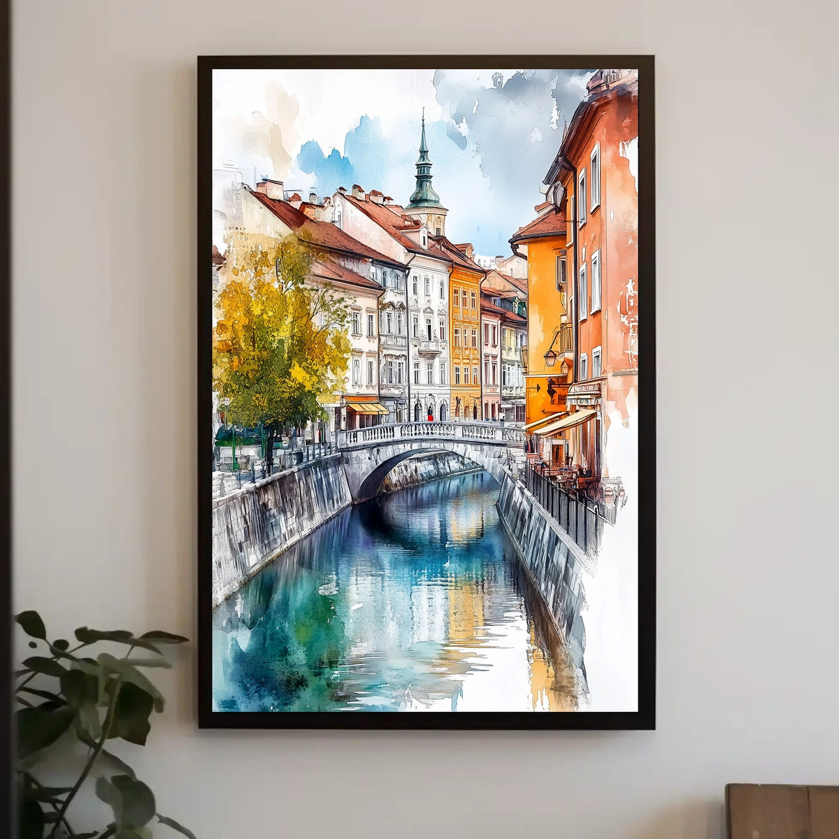 Ljubljana Old Town Street Scene Slovenia City View Poster