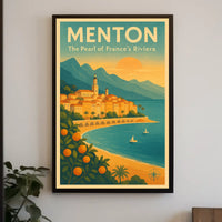 Menton Riviera Vintage Travel Poster: Sunset Serenity