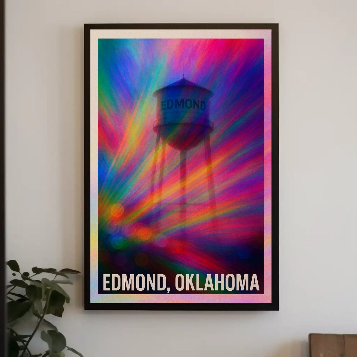 Edmond Oklahoma Water Tower Vibrant Pop Art Digital Painting Decor Lovers Wanderlust Poster