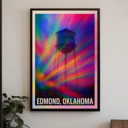 Edmond Oklahoma Water Tower Vibrant Pop Art Digital Painting Decor Lovers Wanderlust Poster