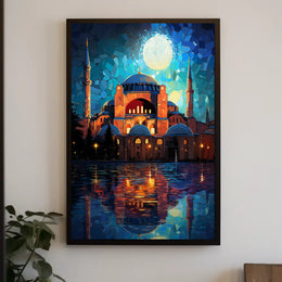 Moonlit Reflections Of Architectural Poster