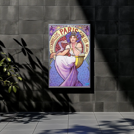 Paris Cigarette Art Nouveau Vintage Travel Poster