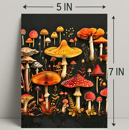 Mushroom Species Chart: Vibrant Fungi Educational or Infographic Poster