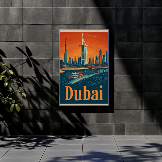 Dubai Cityscape Vintage Poster