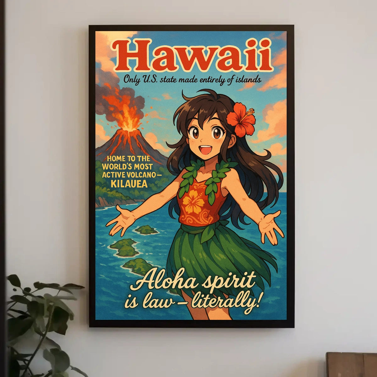 Hawaiian Paradise Anime Poster: Vibrant Island Adventure
