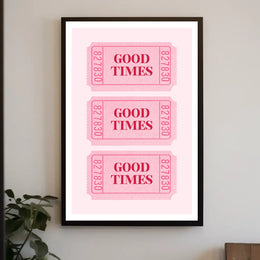 Good Times Nostalgic Pink Tickets Pop Culture Poster PosterGoat